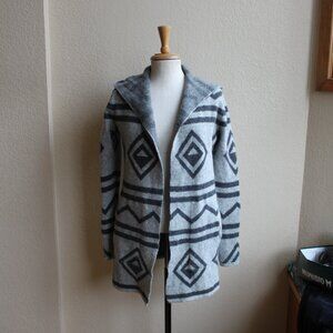 Toad & Co Boiled Lambswool Hooded Open Cardigan Sweater  Aztec Grays Small